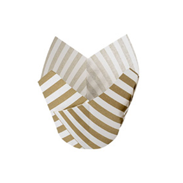 Tulipe en Papier Stries Blanc / Beige