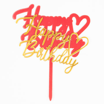 Happy Birthday Double Cœur Rouge (rouge avec deux cœurs en haut)