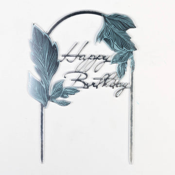 Happy Birthday Feuille Bleue (bleu avec des feuilles sur un arc)