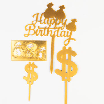 Happy Birthday Dollar Doré (doré avec des symboles de dollar)