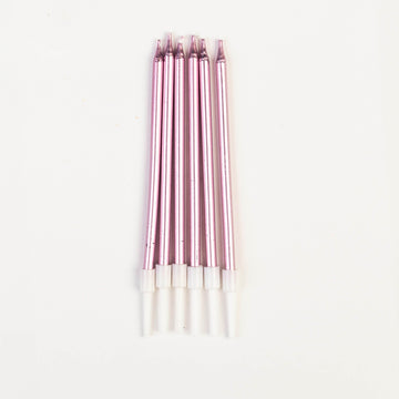 Bougies Roses Métalliques – Moyen Format – Pack de 6