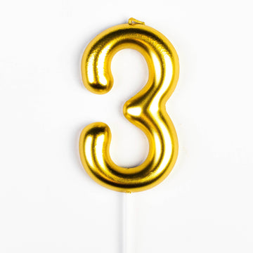 Bougie d’Anniversaire Chiffre 3 Dorée – Grand Format