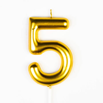 Bougie d’Anniversaire Chiffre 5 Dorée – Grand Format