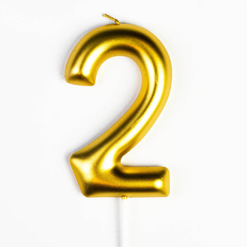Bougie d’Anniversaire Chiffre 2 Dorée – Grand Format