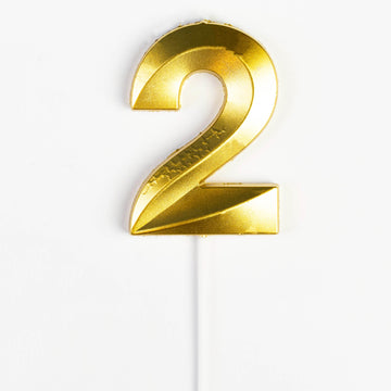 Bougie d’Anniversaire Chiffre 2 Dorée – Petit Format