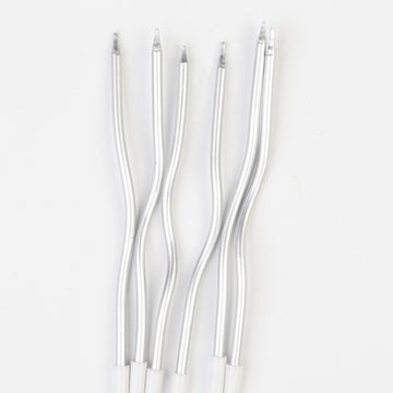 Bougies Torsadées Argentées Métalliques – Pack de 6