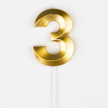 Bougie d’Anniversaire Chiffre 3 Dorée – Petit Format