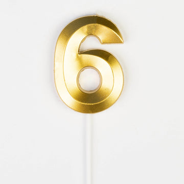 Bougie d’Anniversaire Chiffre 6 Dorée – Petit Format