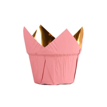 Tulipe en Papier Aluminium Métalisé Rose / Or