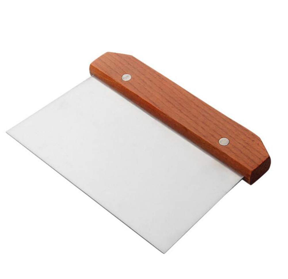 Grattoir coupe-pâte en inox avec manche en bois