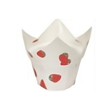 Tulipe en Papier Blanc Motif Fraise