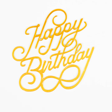 Happy Birthday Calligraphie Jaune (doré avec une écriture stylisée)