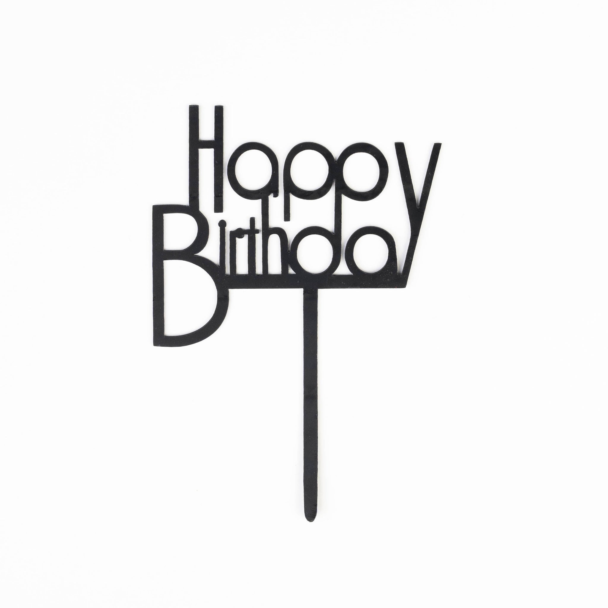 Happy Birthday Moderne Noir (noir, avec une police géométrique)