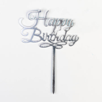 Happy Birthday Argenté Élégant (argenté avec une police cursive)