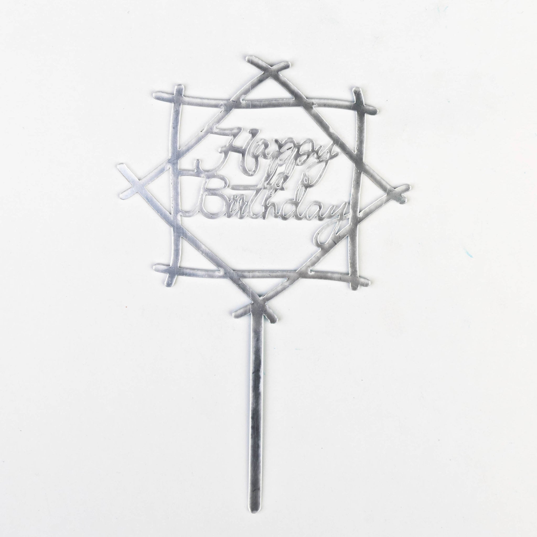 Happy Birthday Étoile Métallique (argenté avec une structure en étoile)