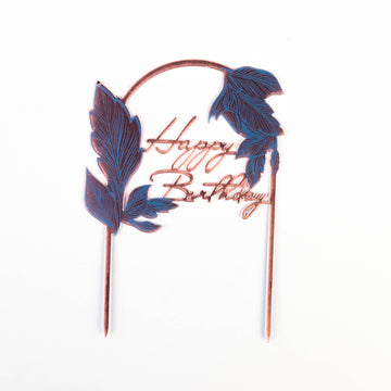 Happy Birthday Feuille Cuivrée (cuivre avec des feuilles sur un arc)