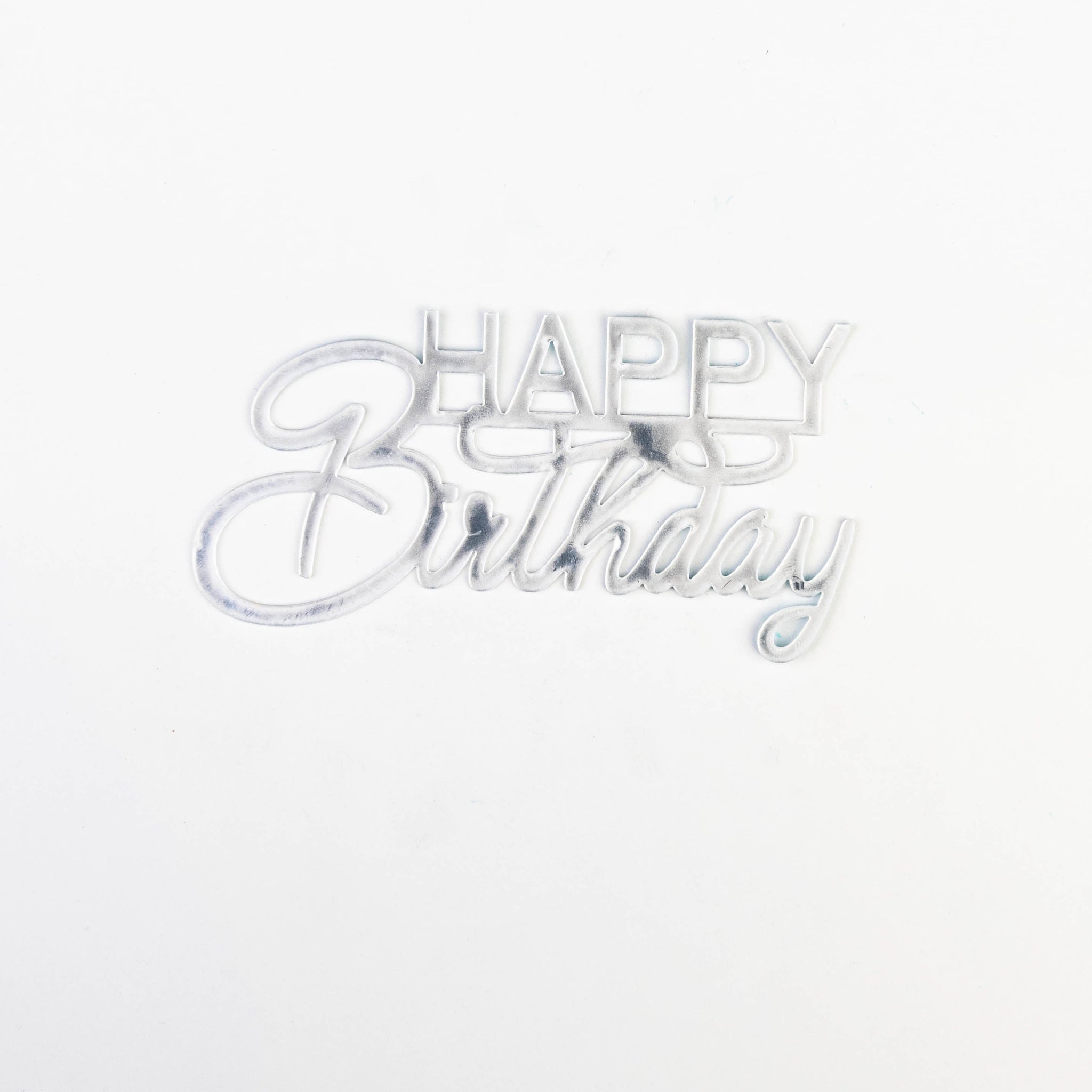 Happy Birthday Nuage Argenté (argenté avec une écriture cursive)