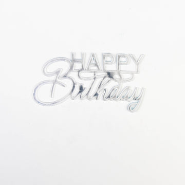 Happy Birthday Nuage Argenté (argenté avec une écriture cursive)