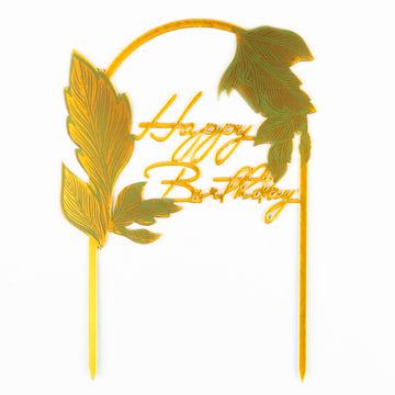 Happy Birthday Feuille Dorée (doré avec des feuilles sur un arc)