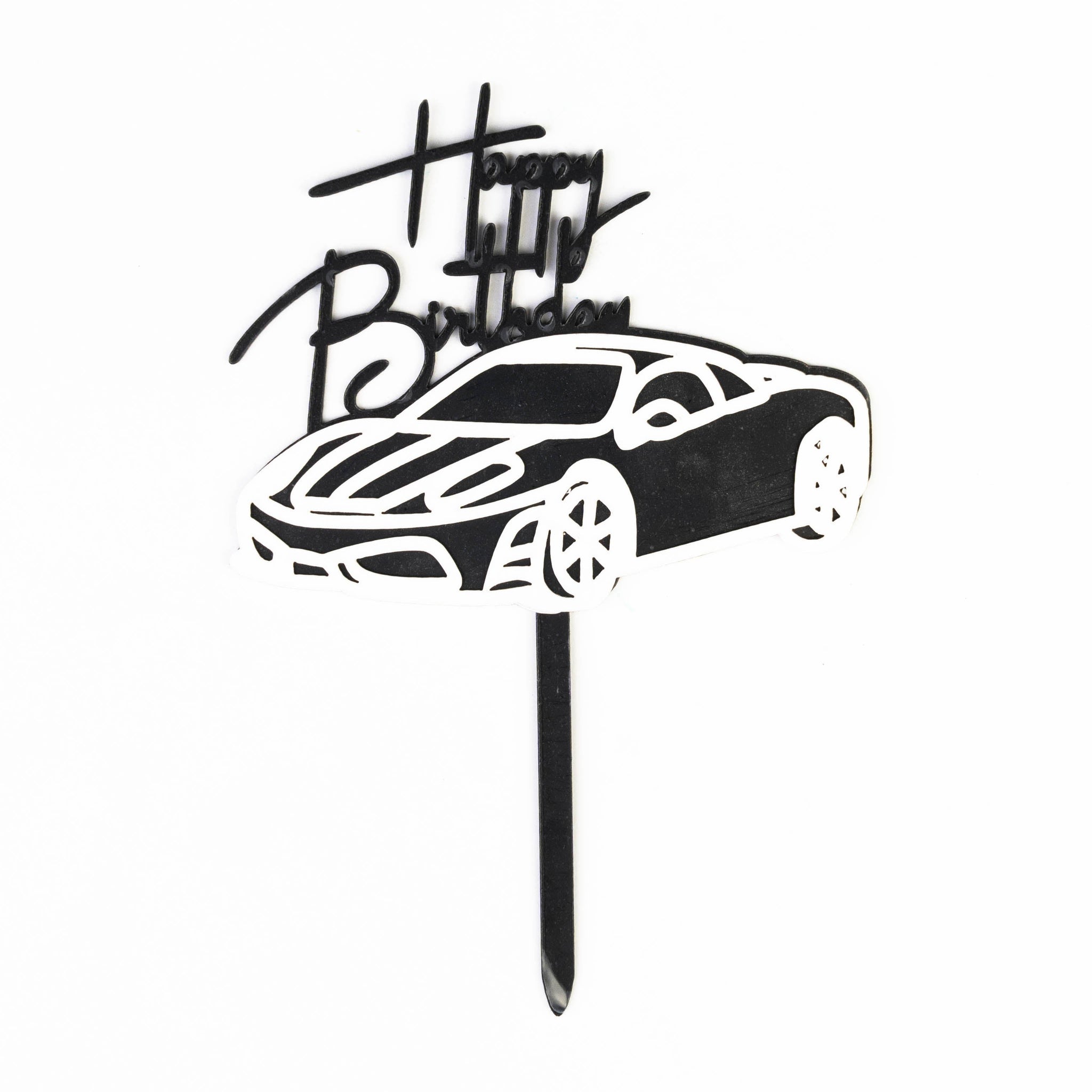 Happy Birthday Voiture Sport (noir avec une voiture de sport)