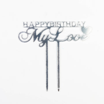Happy Birthday My Love Argenté (écriture romantique en argenté)
