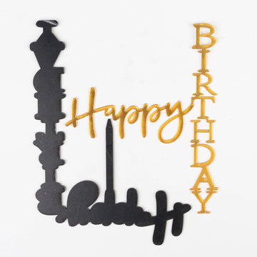 Happy Birthday Lettrage Vertical (lettres empilées en noir)