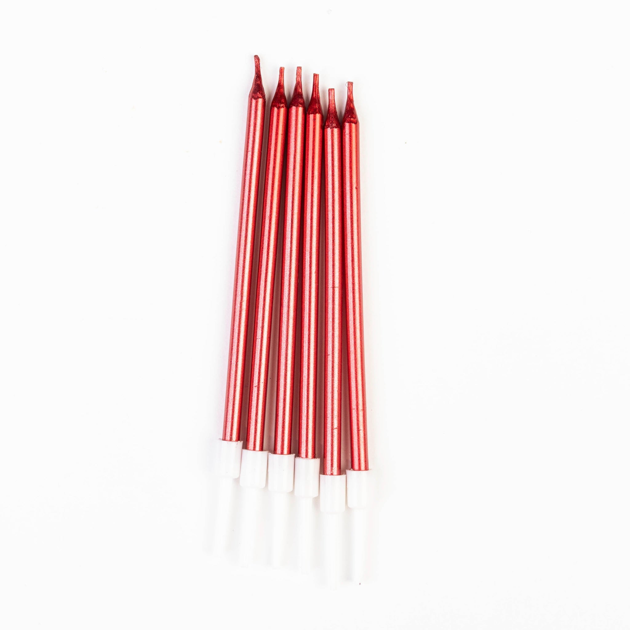 Bougies Rouges Métalliques – Moyen Format – Pack de 6