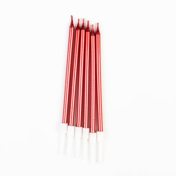 Bougies Rouges Métalliques – Moyen Format – Pack de 6