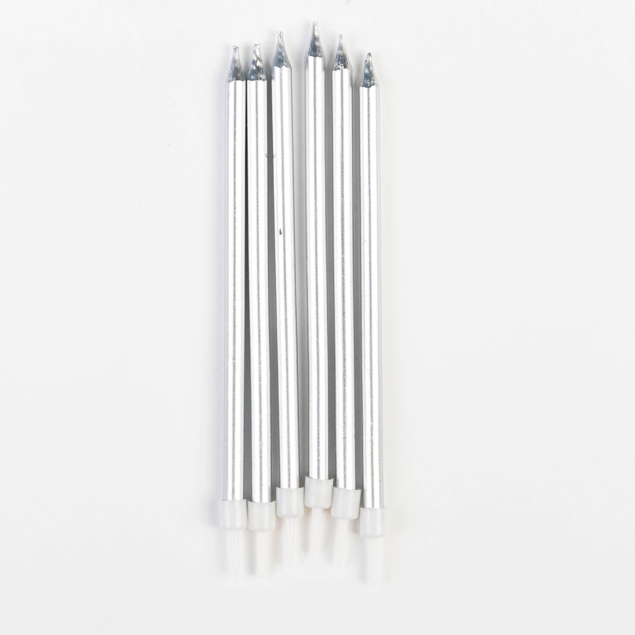 Bougies  Argentées Métalliques – Long Format – Pack de 6