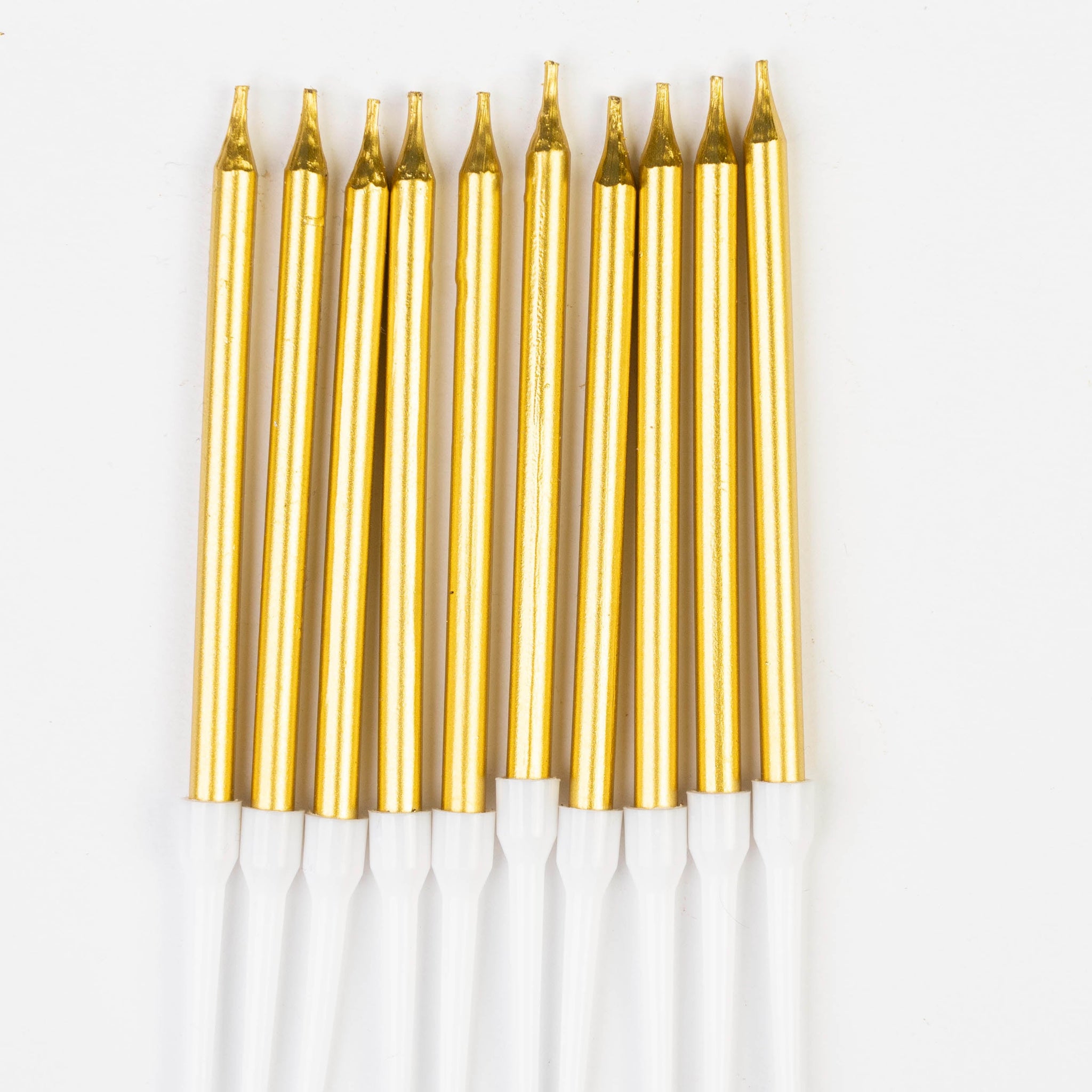 Bougies Dorées Rayées – Pack de 10