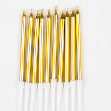 Bougies Dorées Rayées – Pack de 10