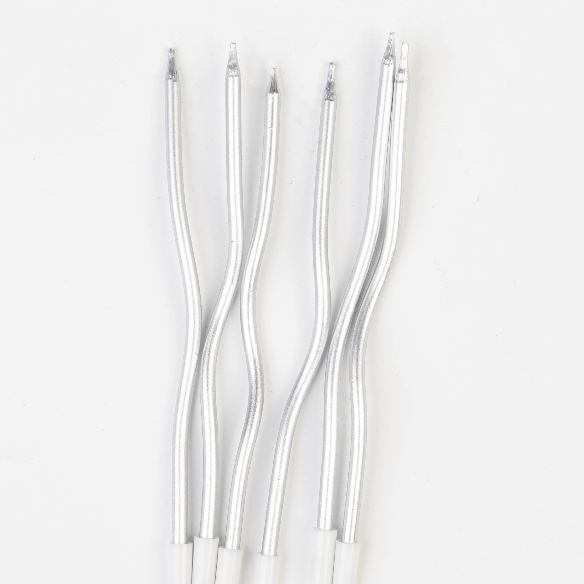 Bougies Torsadées Argentées Métalliques – Pack de 6