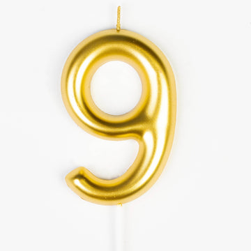 Bougie d’Anniversaire Chiffre 9 Dorée – Grand Format