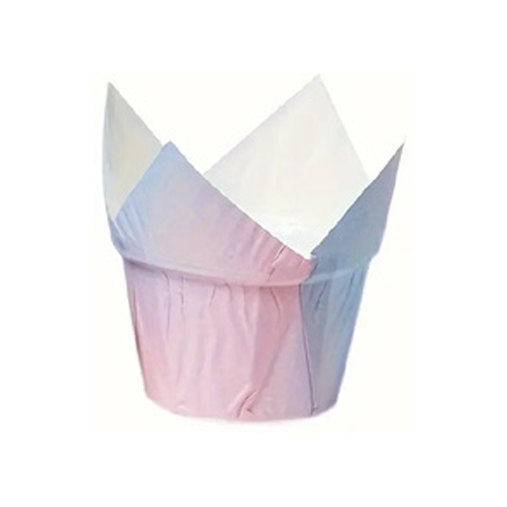 Tulipe en Papier Gradient Rose / Bleu Bébé
