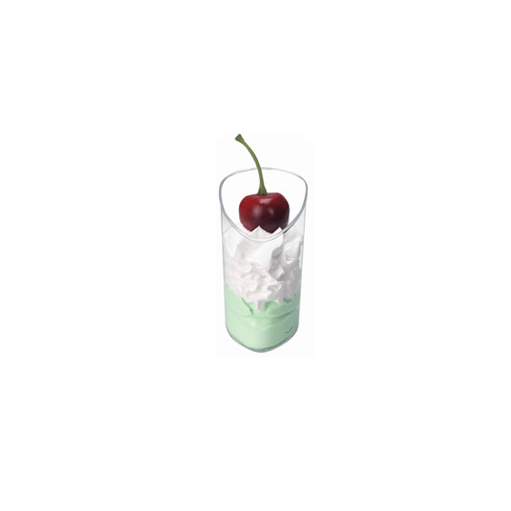 Verrine cylindrique à base triangulaire avec angles arondis