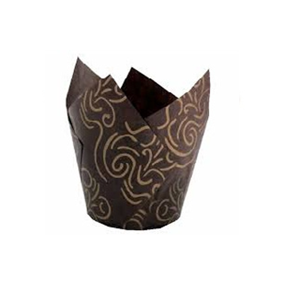 Tulipe en Papier Marron Motif en Beige