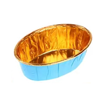 Moule oval papier aluminium Bleu / Or