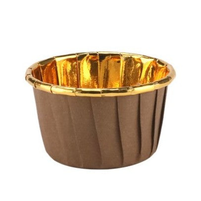 Caissettes Cupcake en Papier Aluminium Métalisé Marron / Or