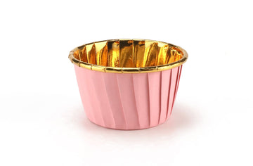 Caissettes Cupcake en Papier Aluminium Métalisé Rose / Or