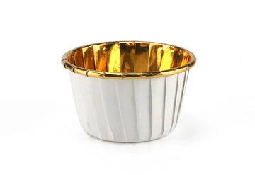 Caissettes Cupcake en Papier Aluminium Métalisé Blanc / Or