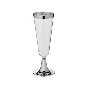 Verrine Cylindrique haute étroite sur pied argentée