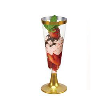 Verrine Cylindrique haute étroite sur pied dorée